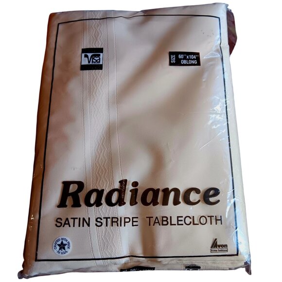 NEW Vintage Avon Radiance Satin Stripe Tablecloth 60" X 104" Oblong - Picture 1 of 4